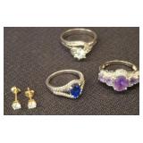 925 Rings and Stud Earrings Lot