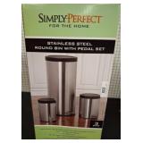 SimplyPerfect Stainless Steel Bin Set, 3-Pc