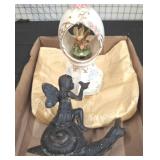 Porcelain Music Box & Cast Metal Fairy Figur