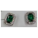 925 Silver Green Stone Stud Earrings