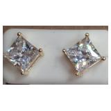 Gold-Tone Square Stud Earrings