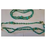 Turquoise Bead Necklaces With Gold-Tone Accen