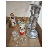 Lot: Figurines, Glass Animals, Candlest