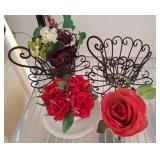 Artificial Flowers and Metal Baskets Lot