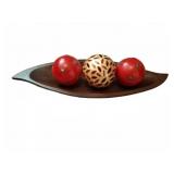 18in Wood Decorative Bowl With Orbs