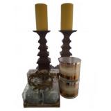 Tabletop Decor Lot: Candles, Holders, and Vot