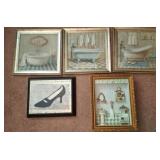 5 Framed Wall Art Pieces, 10x15