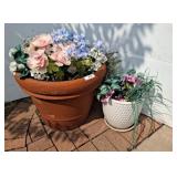 Two Planters with Artificial Flowers