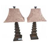 70" Tall Table Lamps with Patterned T