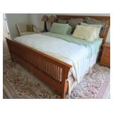 King Size Wooden Bed Frame and Mattress