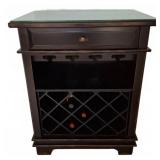 Black Wood Wine Cabinet with Glass Top, 29x20