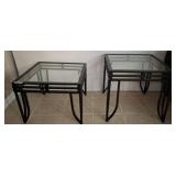 Glass Top Metal End Tables, 21x21x21"