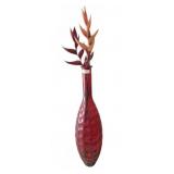 Red Textured Glass Vase, 40 Inches Tall