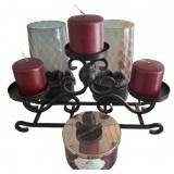 Candle Holder Set With White Barn Candle
