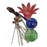 Art Glass Vases and Bird Figurine Group