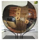 Decorative Modern Art Glass Sculpture on Base