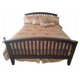 Wooden Bed Frame with Mattress and Box Spring