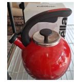 Red Whistling Kettle and Cellar Teapot Box