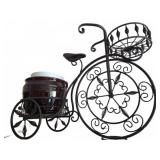 Metal Tricycle Plant Stand with Two Ceramic J