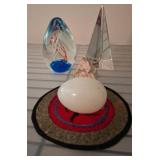 Lot Art Glass and Stone Sculptures