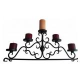 Black Metal Five-Candle Holder with Candles
