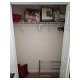 Closet Lot with Bedding Sets, Pillows, Rack