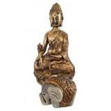Gilded Seated Buddha and Elephant Figurines