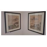 Framed Asian Landscape Prints, 15x17