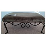 Upholstered Metal Ottoman, 16x12x6 Inches