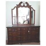 Wood Dresser With Mirror, 64x18x33 Inches