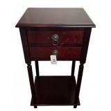 Wood Side Table with Drawers, 16x12x32 Inches