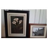 Framed Floral Art and Framed Photograph