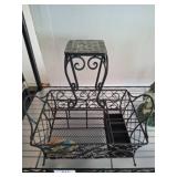 Wrought Iron Basket and Mosaic Stand