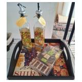 Wine-Themed Tray Set With Bottles and Napkins