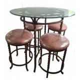 Glass Top Bar Table with Four Stools