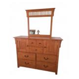 Pine Dresser With Mirror and Contents, 60x82x