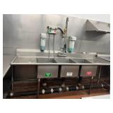 3 COMP SINK WITH SPRAYER 91" X 30"