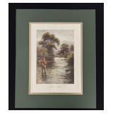 Early Adams 'Playing The Trout' Etching