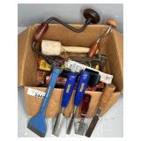 BOX OF HAND/ WOOD WORKING TOOLS
