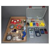 WIRE WHEELS, CALCULATORS, WIRE NUTS, TOY CARS,