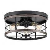MATTE BLACK 3 LIGHT FLUSH MOUNT LIGHTING 15.75"X8"