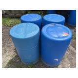 (4) 55 GALLON PLASTIC BARRELS WITHOUT LIDS