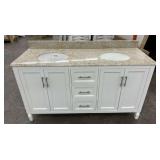 WHITE 60"X21"X34" DOUBLE BASIN BATHROOM VANITY