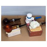 (4) AVON PIPE-THEMED AFTERSHAVE DECANTERS