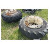 SET OF FIRESTONE 18.4-34 TRACTOR TIRES ON RIMS