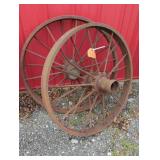 2 STEEL WAGON WHEELS