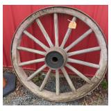 42" DIA. X 4"W WOOD WAGON WHEEL W/ METAL OUTER