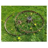 2 STEEL WAGON WHEELS
