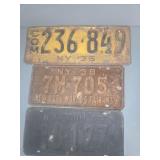 (3) NEW YORK STATE LICENSE PLATES 1930S-40S