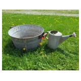 GALVANIZED TUB AND WATERING CAN